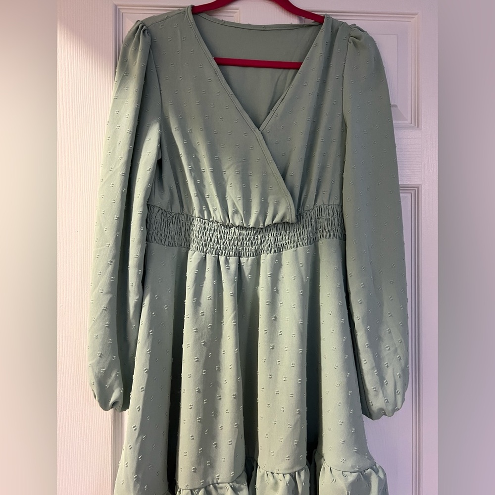 Mint Ruffle Sleeve Dress